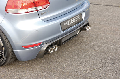 VW Golf 6 Rieger ESD 4x80 Typ14, Golf 6 1.4l 59kW, 1.6l 75kW 2.0l FSI 1.9 TDI 66/77kW, 2.0 TDI81/100/103kW 4x80mm, links, rechts, seitl. versetzt, ohne Siebrohr, schräg, für RIEGER-Heckansatz, Edelstahl, 
inkl. Gutachten