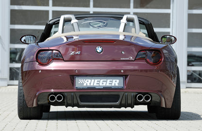 BMW Z4 (E85) Rieger ESD, Ls/Rs, 4x90mm, Typ 12 BMW Z4 (Z85)  Coupe / Roadster links, rechts, mit Prägung, für RIEGER-Heckansatz, 4x90mm, Edelstahl, 
inkl. Montagezubehör, Gutachten