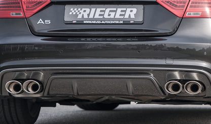 Audi A5 (B8/B81) Rieger ESD links/rechts, Audi A5 (B8) Sportback 2.0 TFSI 132/155 kW 2.7 TDI 140kW  3.0 TDI 176kW 4x115x85mm, für RIEGER-Heckansatz, für RIEGER-Heckeinsatz, links, rechts, Edelstahl, 
inkl. Montagezubehör, Gutachten