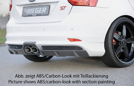 Ford Focus 3 ST Wolf Heckschürzenansatz  W1218645  mit Gittereinsatz li./re., für orig. Endrohr mittig, für Doppelendrohr mittig, (2x120x90mm oval), ABS, 
inkl. Alugitter, Montagezubehör, Gutachten