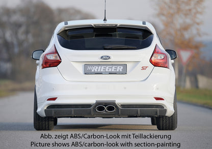Ford Focus 3 ST Wolf Heckschürzenansatz  W1218644  mit Gittereinsatz li./re., für Doppelendrohr mittig, (2x120x90mm oval), ABS, Carbon-Look, 
inkl. Alugitter, Montagezubehör, Gutachten