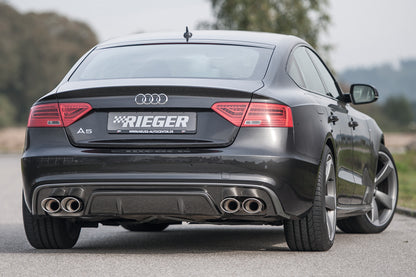 Audi A5 (B8/B81) Rieger ESD, links, rechts, mit Y-Adapter 55mm 4 Zyl. 1,8 TFSI 118/125 KW, 2,0 TDI 105/125/130 KW für RIEGER-Heckeinsatz, 4x115x85mm, links, rechts, Edelstahl, für Fzg. mit S-Line Exterieur und ohne S-Line Exterieur, 
inkl. Gutachten