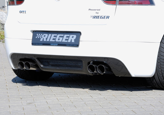 VW Golf 5 Bull-X Komplettanlage VW Golf 5 GTI,  2.0 TSI VW Golf 5,  1.2 TSI, 1.4 TSI, 1.8 TSI 4x76mm, scharfkantig, seitl. versetzt, für RIEGER-Heckansatz, Edelstahl