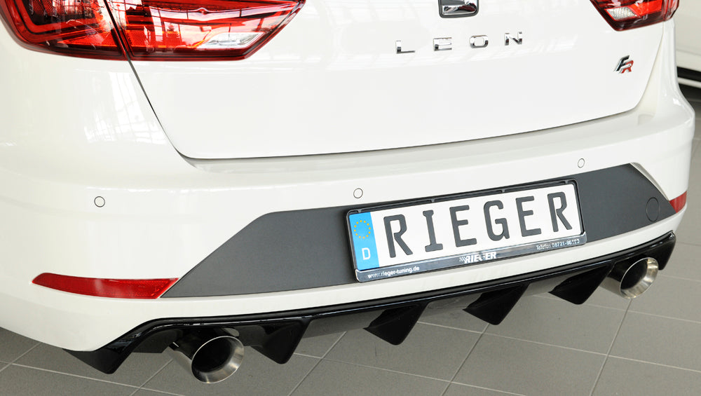 Seat Leon (5F) Friedrich Gruppe A Duplex-Anlage li/re, je 1x100mm Frontantrieb - 2.0l TDI 135kW links, rechts, 1x100mm, abgeschrägt, breite Kante (Typ 51), Edelstahl, 
inkl. Montagezubehör, Gutachten