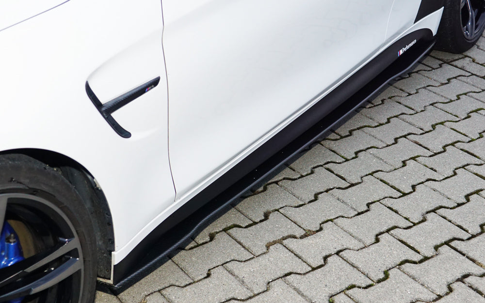 BMW 3er F80 M3 (M3) Carbon Seitenschwelleransatz, links BMW M3 F80, für orig. Seitenschweller links, für orig. Seitenschweller, Carbon, 
inkl. Montagezubehör, Gutachten
