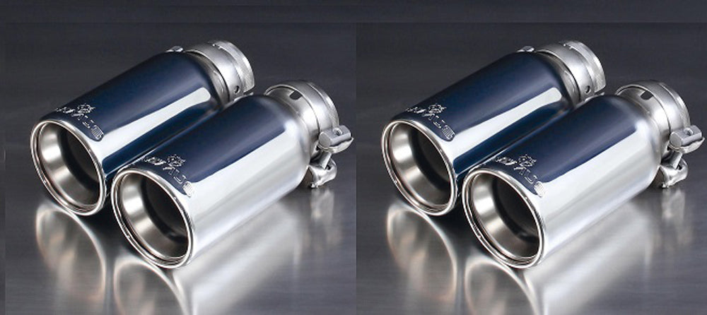 Remus Endrohr-Set li/re je 2x Ø 90mm verchromt mit einstellbarem Kugelanschluss für Remus Sportendschalldämpfer