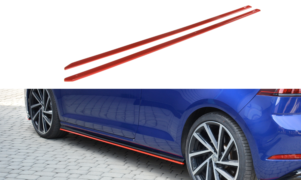 Seitenschweller Ansatz für V.2 für VW Golf 7 R / R-Line Facelift schwarz matt