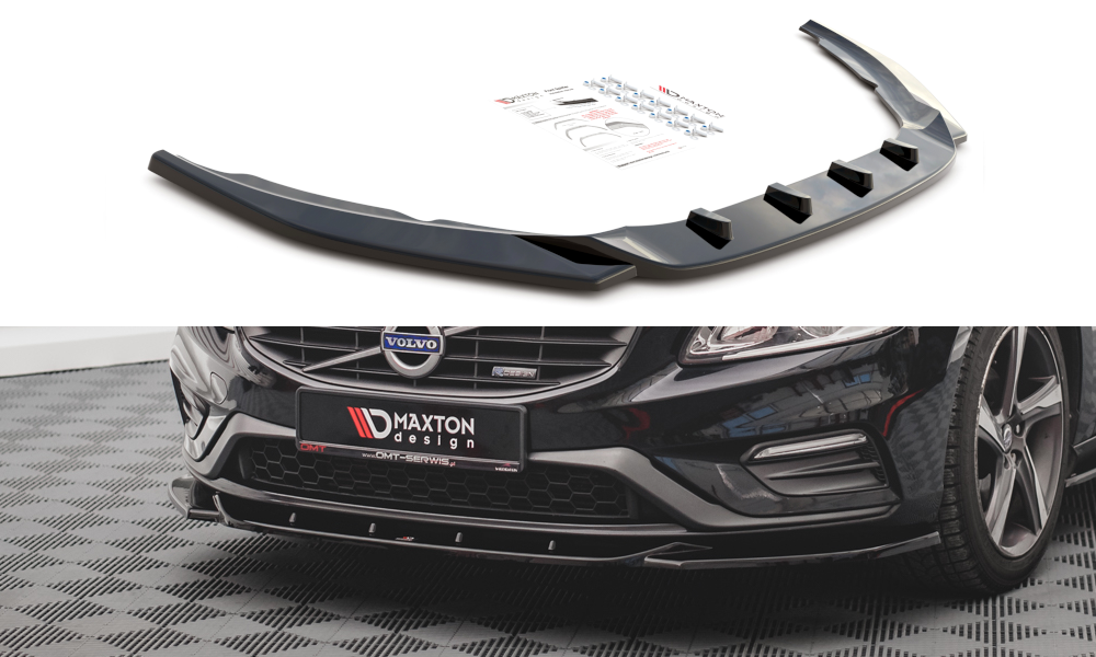 Front Ansatz V.2 für Volvo S60 R-Design Mk2 schwarz Hochglanz