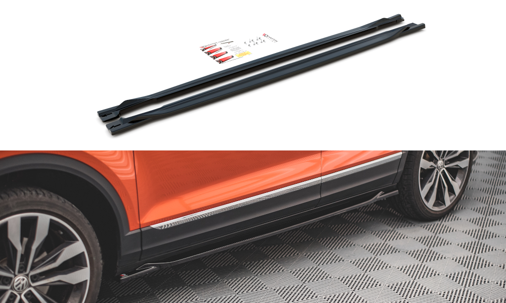 Seitenschweller Ansatz für Volkswagen T-Roc Mk1 schwarz Hochglanz
