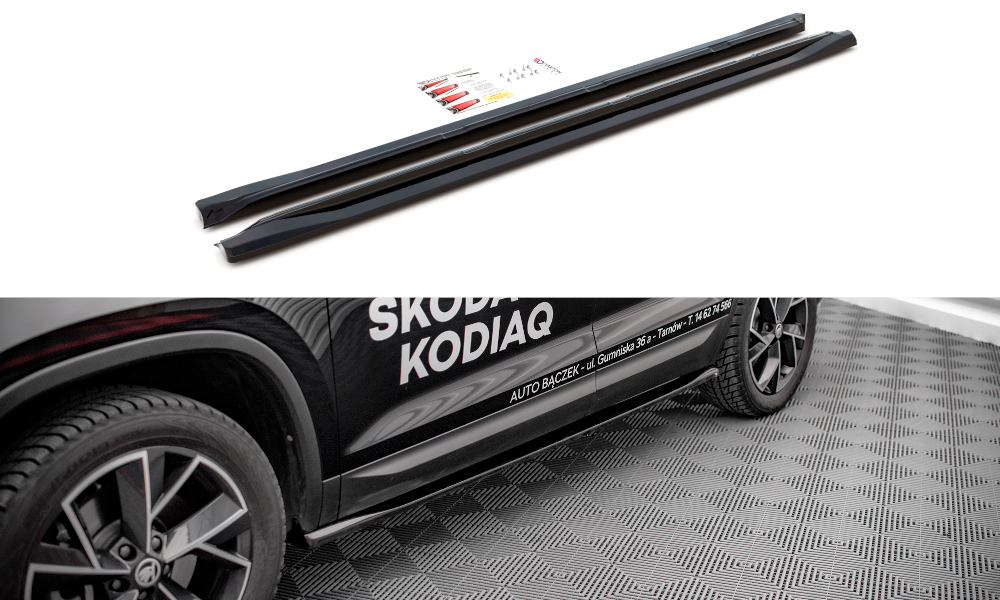 Seitenschweller Ansatz für Skoda Kodiaq Mk1 Facelift schwarz Hochglanz