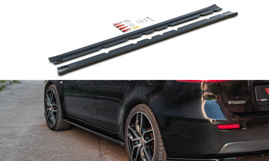 Seitenschweller Ansatz für Mitsubishi Lancer Mk8 schwarz Hochglanz