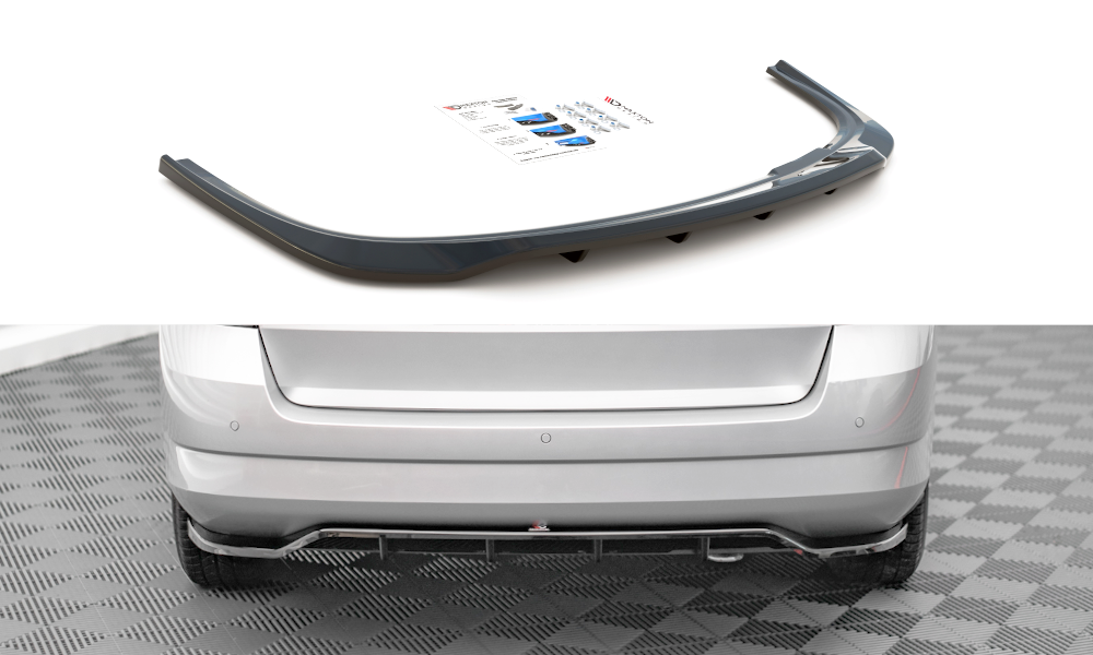 Mittlerer Diffusor Heck Ansatz DTM Look für Skoda Fabia Combi Mk3 schwarz Hochglanz