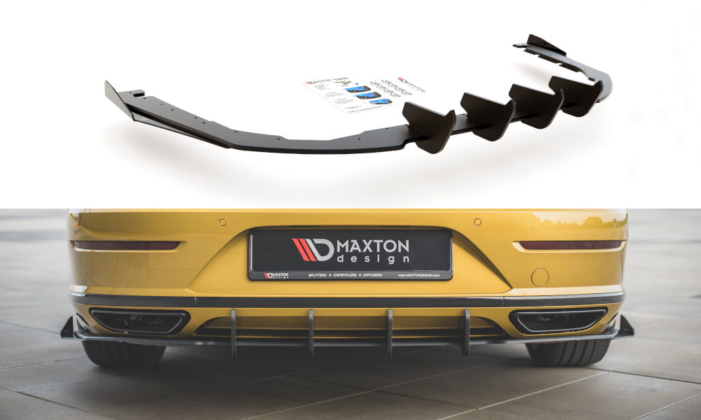 Robuste Racing Diffusor Heck Ansatz +Flaps für Volkswagen Arteon R-Line schwarz Hochglanz