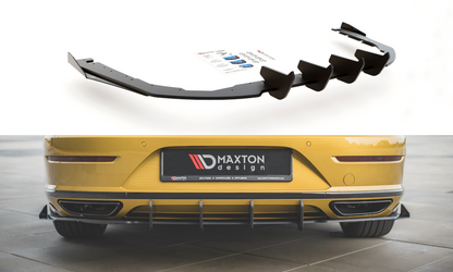Robuste Racing Diffusor Heck Ansatz +Flaps für Volkswagen Arteon R-Line schwarz Hochglanz