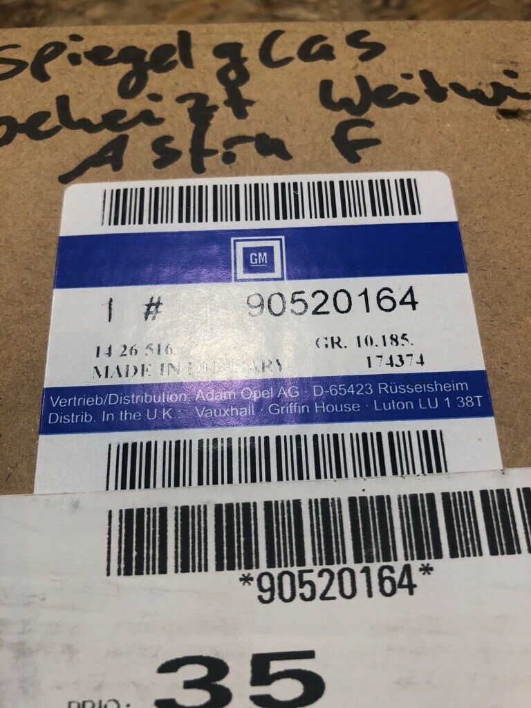 Original GM Opel Spiegelglas Astra F beheizt *NEU* 90520164
