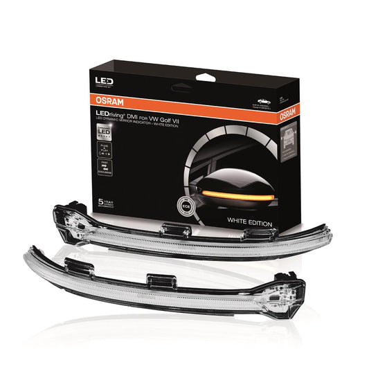 2x OSRAM Dynamische LED Spiegelblinker passt für VW Golf 7 Touran 5T Weiß