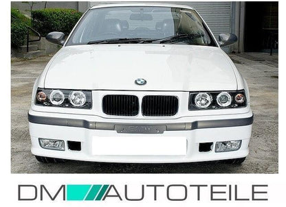 Set Angel Eyes Scheinwerfer Schwarz H1 passt für BMW E36 Bj 90-99 Limousine Touring