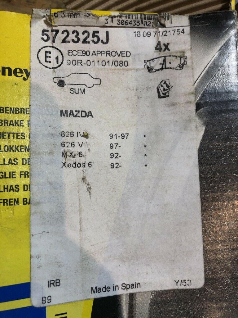 Jurid Bremsbeläge Mazda 626 lV V MX 6 Xedos 6 Neu