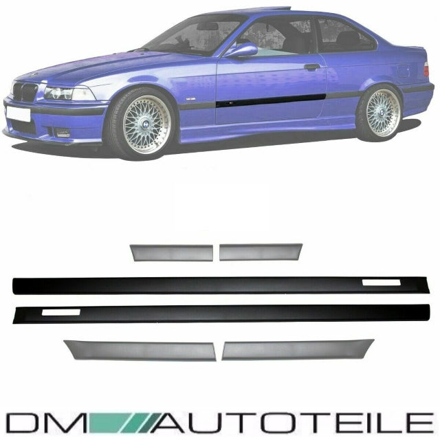 Türleisten SET Schwarz Zierleisten passt für BMW E36 Coupe Cabrio Serie & M-Paket