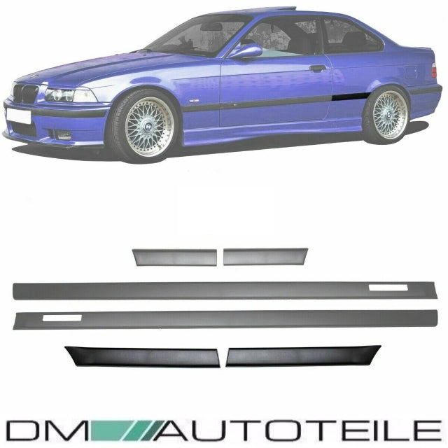Türleisten SET Schwarz Zierleisten passt für BMW E36 Coupe Cabrio Serie & M-Paket