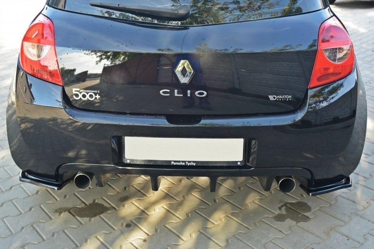 Heck Ansatz Flaps Diffusor für RENAULT CLIO III RS Carbon Look