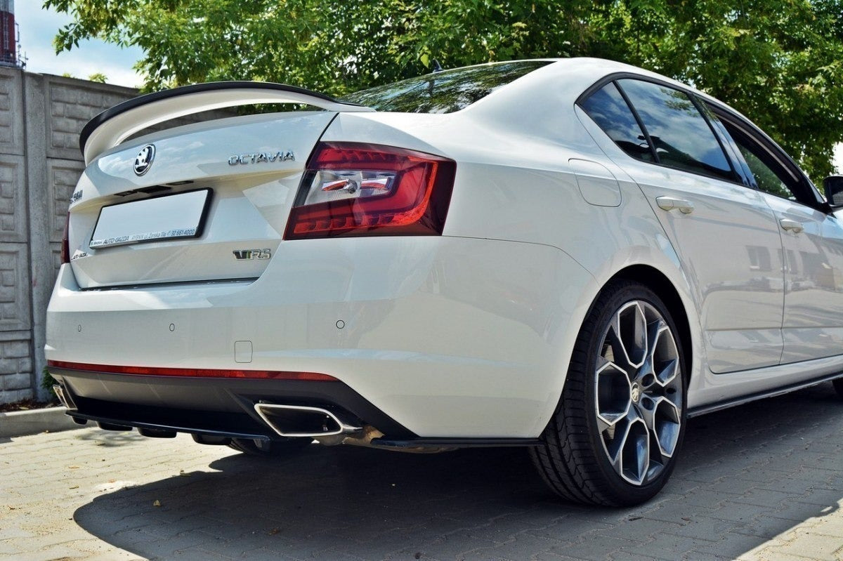 Heck Ansatz Flaps Diffusor für SKODA OCTAVIA III RS PREFACE/FACELIFT schwarz matt