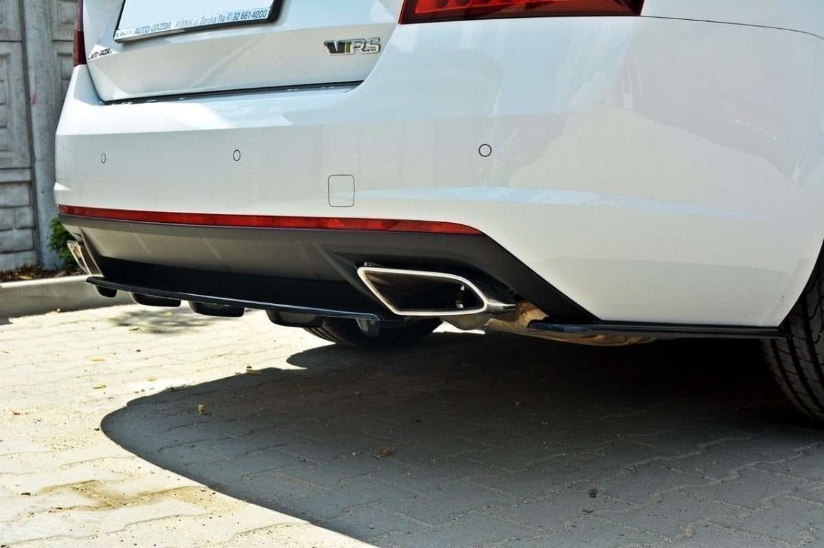 Heck Ansatz Flaps Diffusor für SKODA OCTAVIA III RS PREFACE/FACELIFT schwarz matt