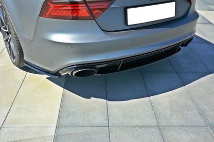Mittlerer Diffusor Heck Ansatz für Audi RS7 Facelift Carbon Look