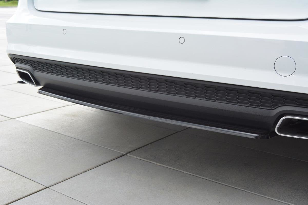 Mittlerer Diffusor Heck Ansatz für Audi A6 C7 Avant S-line Facelift schwarz Hochglanz