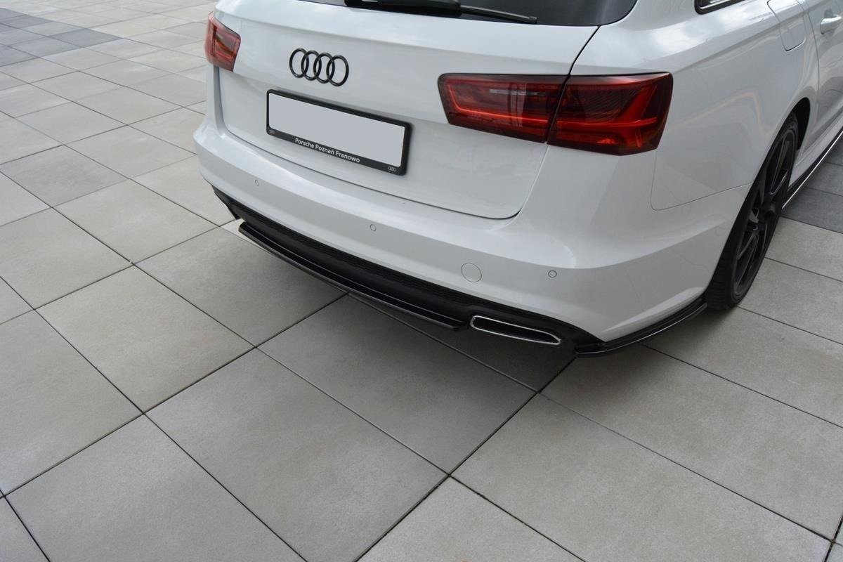 Mittlerer Diffusor Heck Ansatz für Audi A6 C7 Avant S-line Facelift schwarz Hochglanz