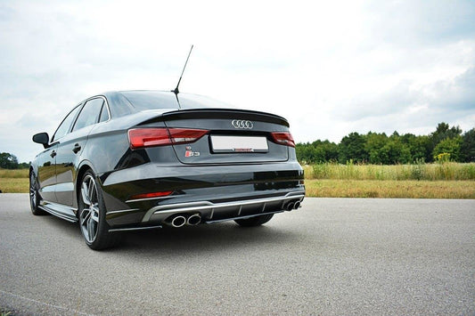 Mittlerer Diffusor Heck Ansatz für Audi S3 8V FL Hatchback / Sportback / Limousine schwarz Hochglanz