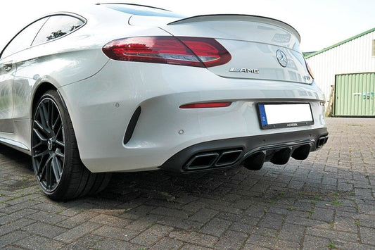 Diffusor Heck Ansatz für Mercedes C-Klasse C205 63 AMG Coupe schwarz Hochglanz