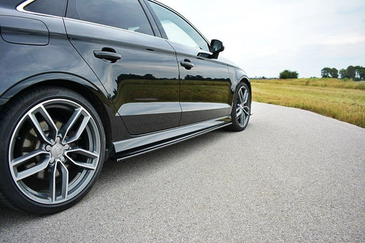 Seitenschweller Ansatz für V.1 für Audi S3 / A3 S-Line 8V / 8V FL Limousine Carbon Look