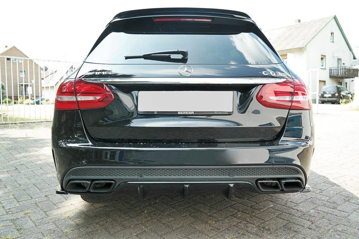 Diffusor Heck Ansatz für Mercedes C-Klasse S205 63 AMG Kombi Carbon Look