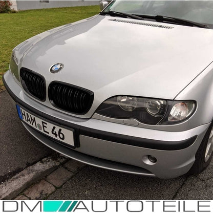 Kühlergrill Schwarz Glanz Doppelsteg passt für BMW E46 Limo Touring 01-05 auch M