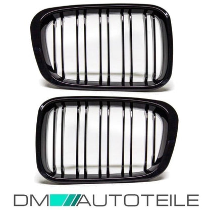 SET Kühlergrill Schwarz GLANZ Doppelsteg passt für BMW E46 Limo Touring bj 98-01