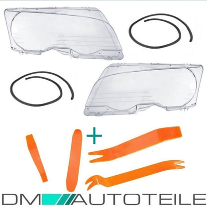 Scheinwerferglas SET + PVC Werkzeug passt für BMW E46 Coupe Cabrio Vorfacelift 99-03