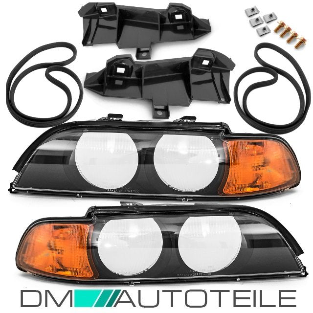 SET Scheinwerfer Gehäuse Blinker Orange +DICHTUNG +SIKA passt für BMW E39 95-00