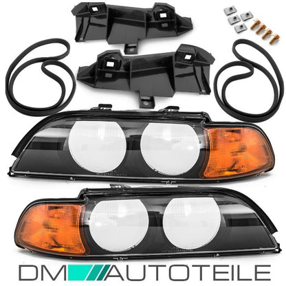 SET Scheinwerfer Gehäuse Blinker Orange +DICHTUNG +SIKA passt für BMW E39 95-00