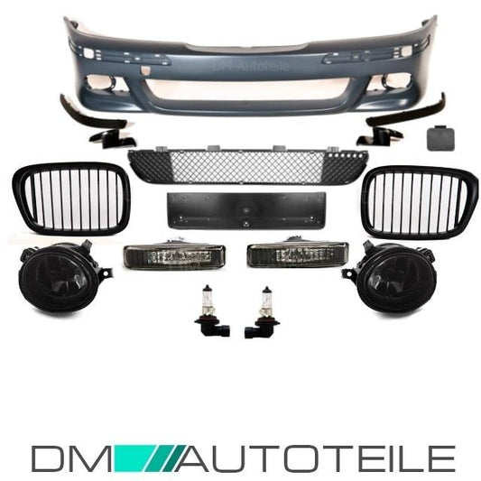BLACK KIT Stoßstange vorne SPORT 2x Grill Schwarz -NSW-Blinker passt für BMW E39
