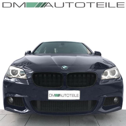 Umbau Sport Stoßstange vorne + Doppelsteg Kühlergrill Schwarz passt für BMW 5er F10 F11 Serie & M-Paket
