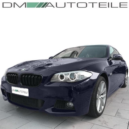 Umbau Sport Stoßstange vorne + Doppelsteg Kühlergrill Schwarz passt für BMW 5er F10 F11 Serie & M-Paket