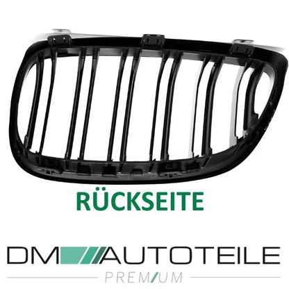 SET Doppelsteg Kühlergrill Schwarz GLANZ passt für BMW 3er E92 E93 06-10 + M M3