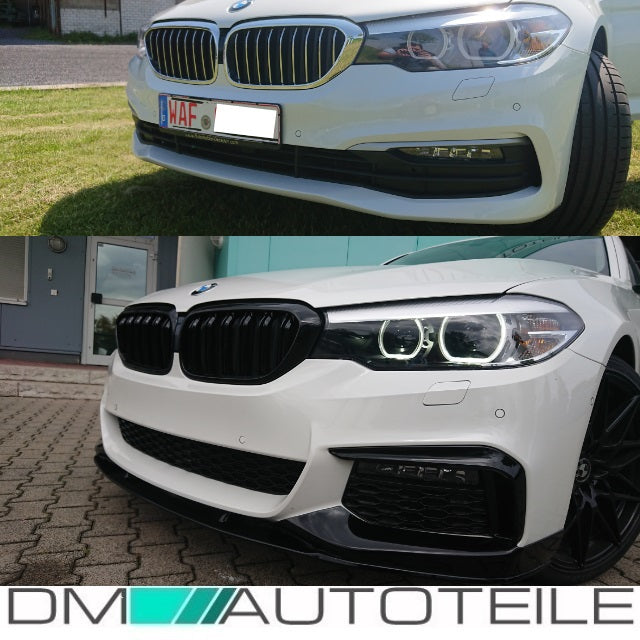 Doppelsteg Kühlergrill Schwarz GLANZ Performance passt für BMW 5er G30 G31 2017>