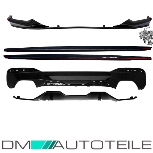 Set Sport-Performance Umrüstkit Hochglanz Schwarz Front+Heck+Seite passend für BMW 5er G30 M-Paket 17>