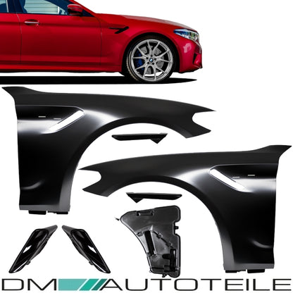 Sport Kotflügel SET + Zubehör Hochglanz Schwarz passend für BMW G30 G31 auch M5