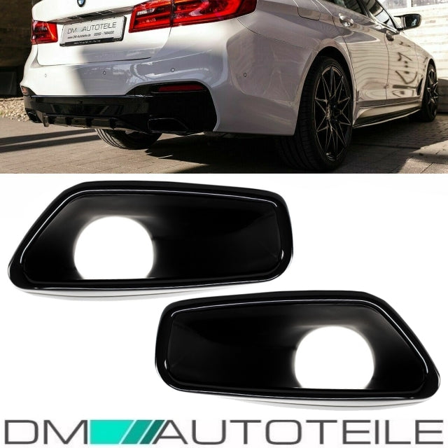 Satz Auspuffblenden Schwarz Glanz Oval passt für BMW 5er G30 / G31 Bj ab 2017 nur mit M-Paket M550