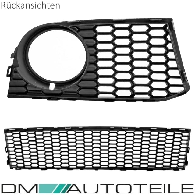 Set Stoßstangengitter 3-teilig mittig, rechts, links Schwarz Glanz nur für BMW 5er F10 F11 mit M-Paket 10-13