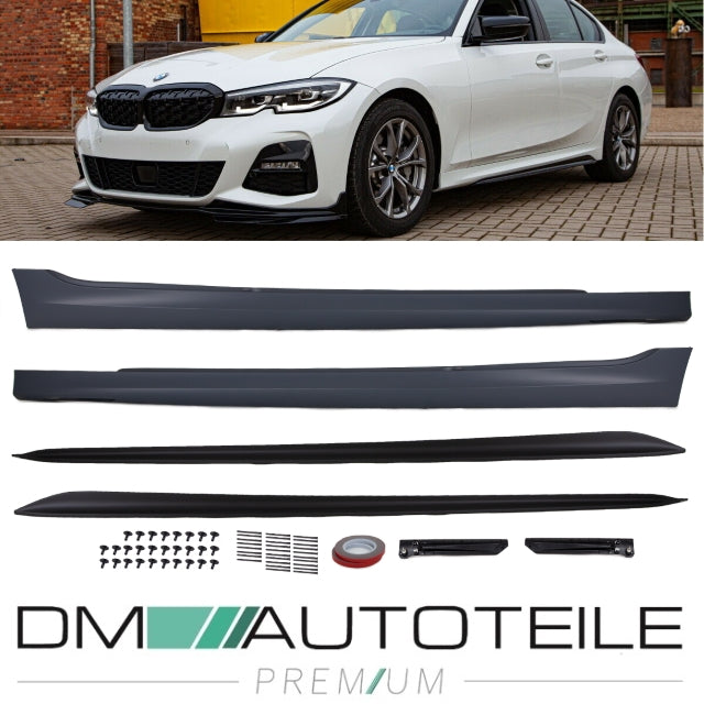 Set Sport Seitenschweller grundiert mit Ambiente Licht passt für BMW 3er G20 G21 Serie + M-Paket