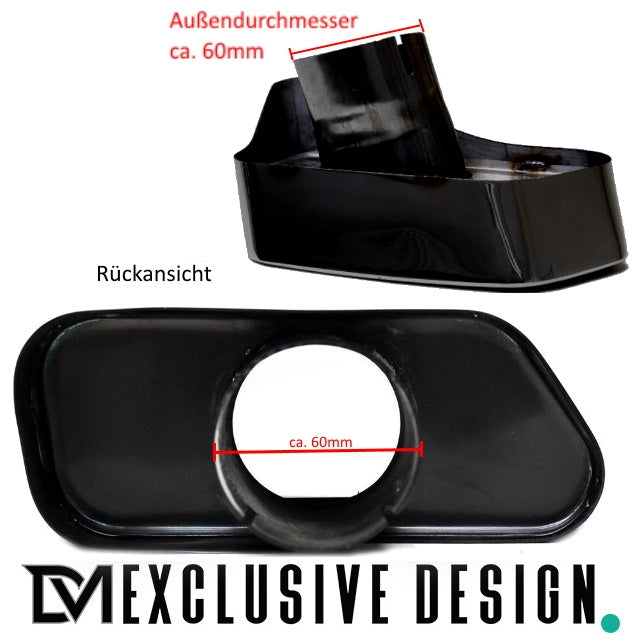 DM Exklusive Line Edelstahl Auspuffanlage SET Germany* eckig Schwarz+ Zubehör passend für BMW 5er F10 F11 für 520d-530d Di...